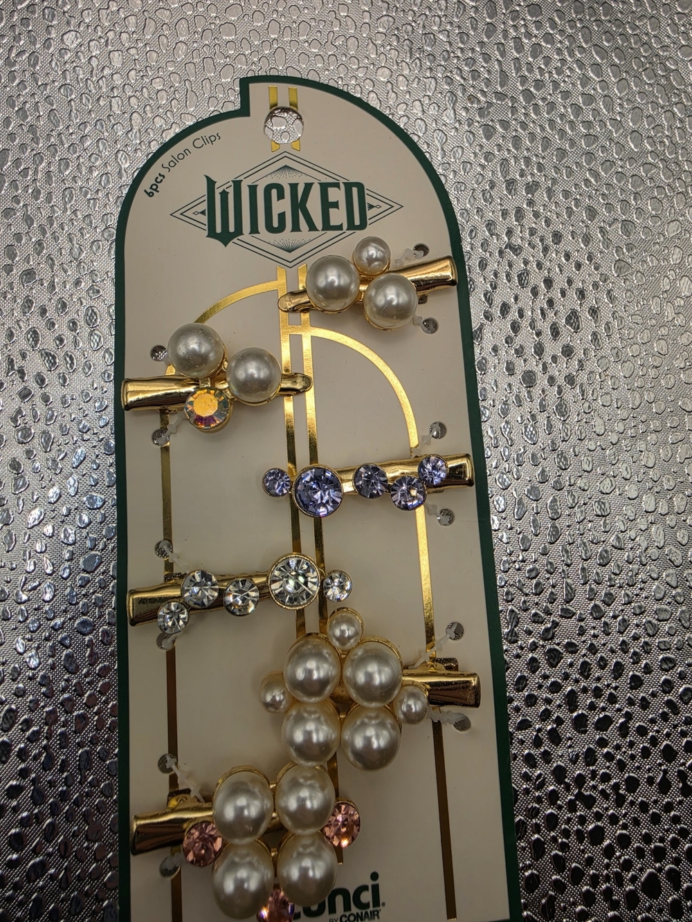 Wicked X Scrünci Gold Pearl & Rhinestone Hair Clips - Set of 6